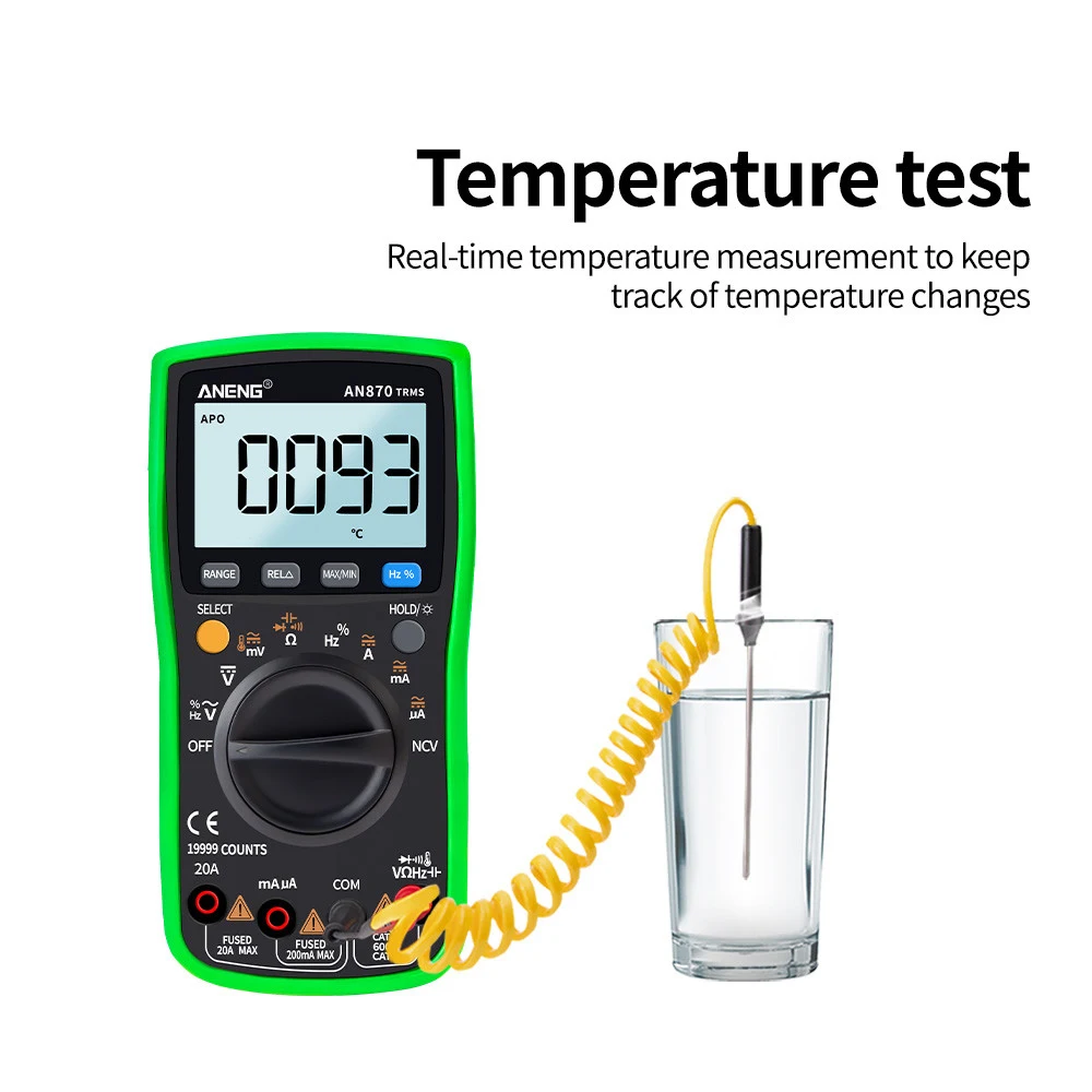 Цифровой мультиметр AN870 профессиональный тестер 19999 отсчетов True-RMS Бесконтактный