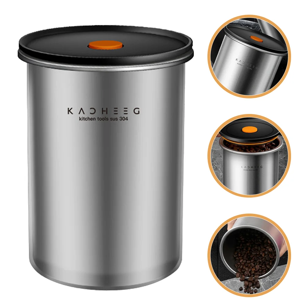 

Coffee Can Container Ground Stainless Steel Canister Airtight Storage Canisters Lids Bean Containers Holder