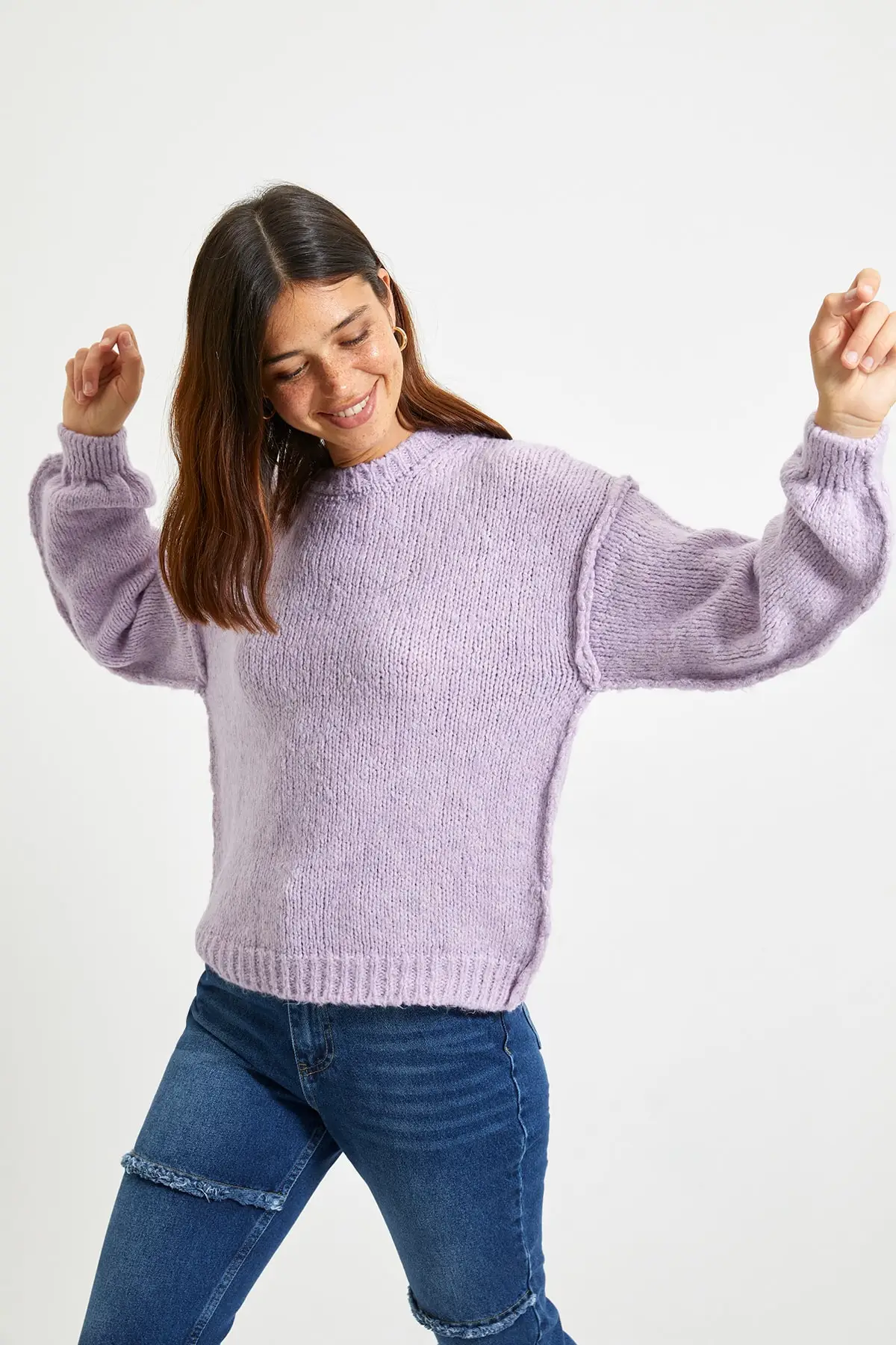 

Trendyol Mesh Detailed Knitwear Sweater TWOAW22KZ2104