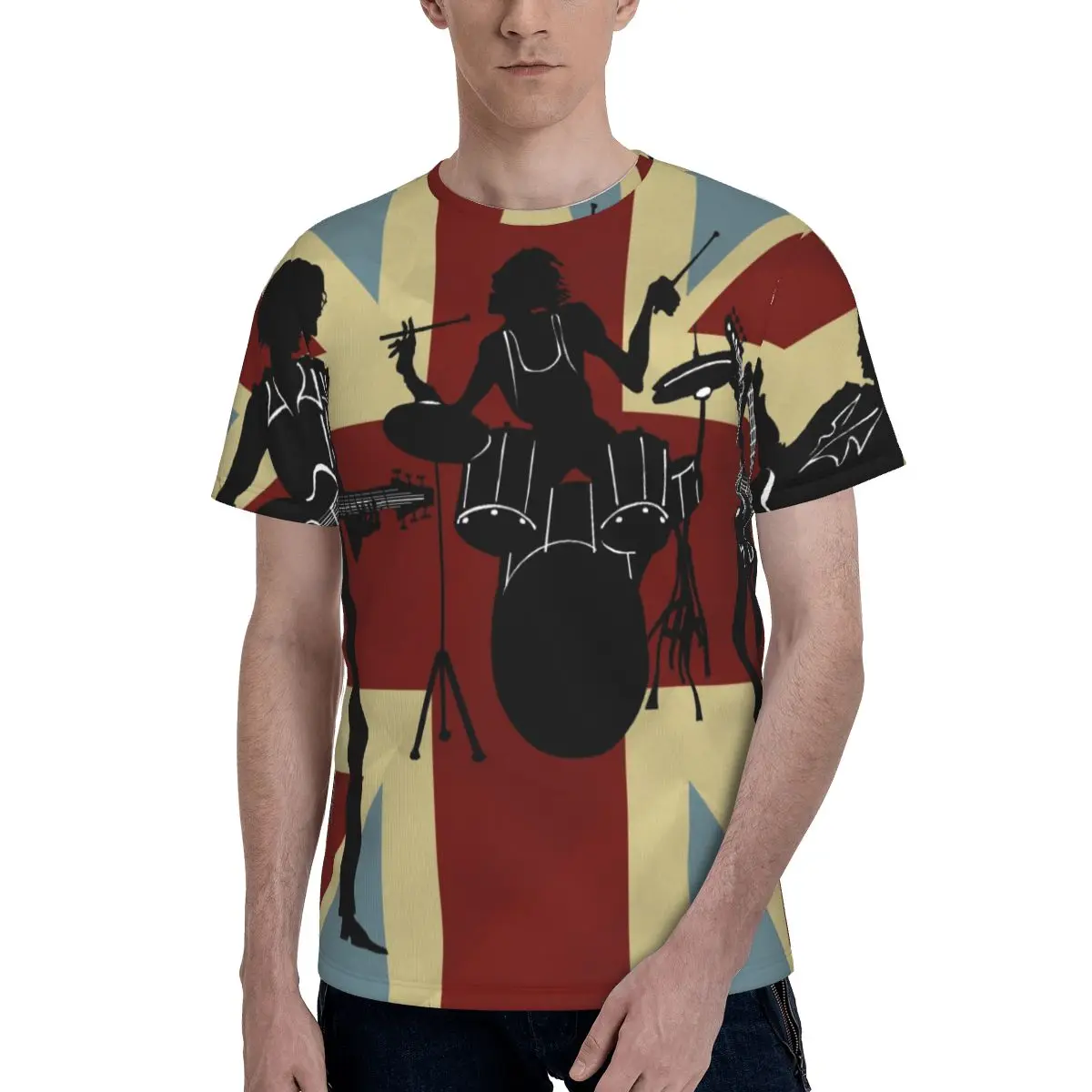 

Мужская футболка с короткими рукавами, Повседневная футболка с английским флагом и силуэтами группы, лето 2021