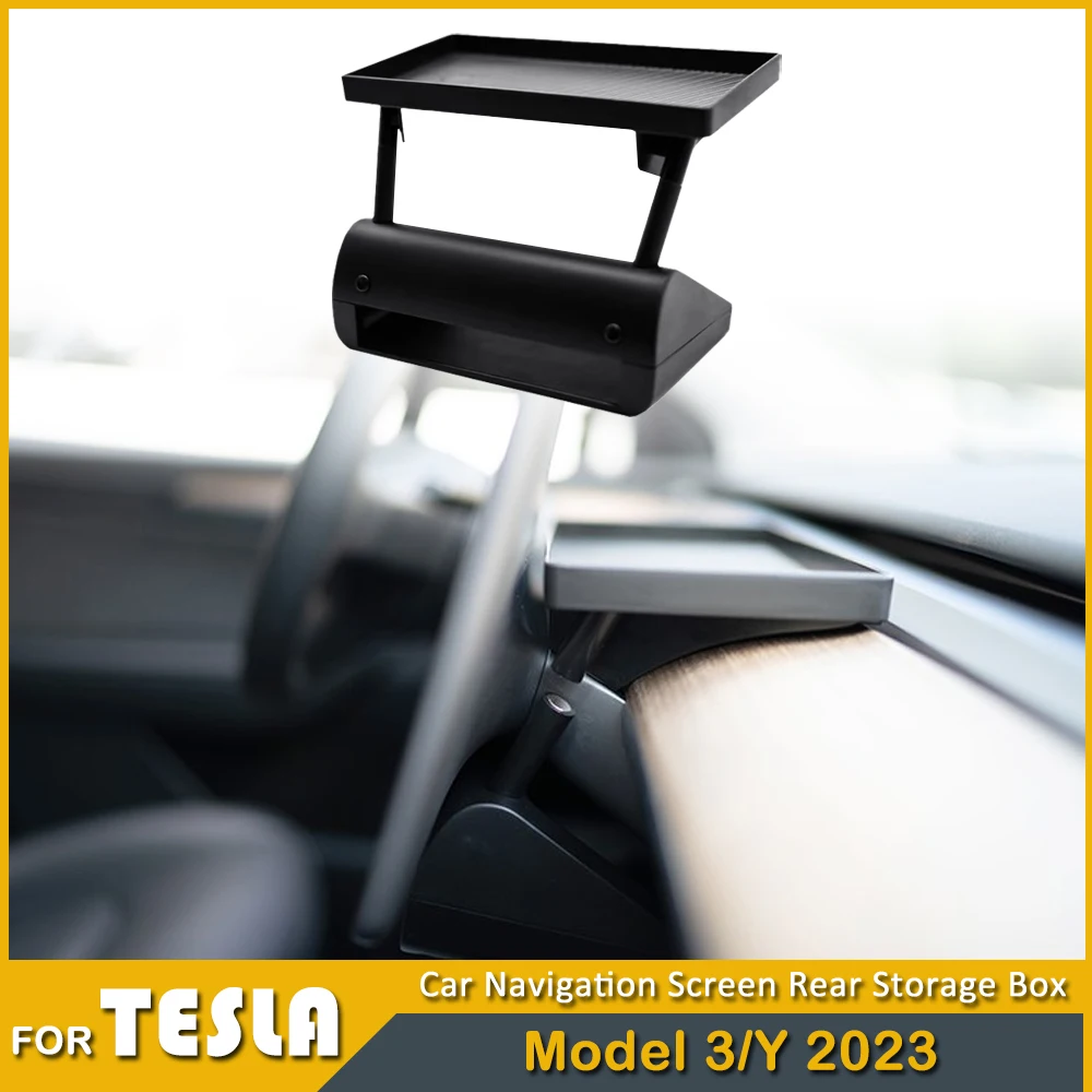 

ModelY 2023 Navigation Screen Rear Storage Box For Tesla Model 3/Y Dashboard Magnetic Hidden Storage Tray Sundry Rack