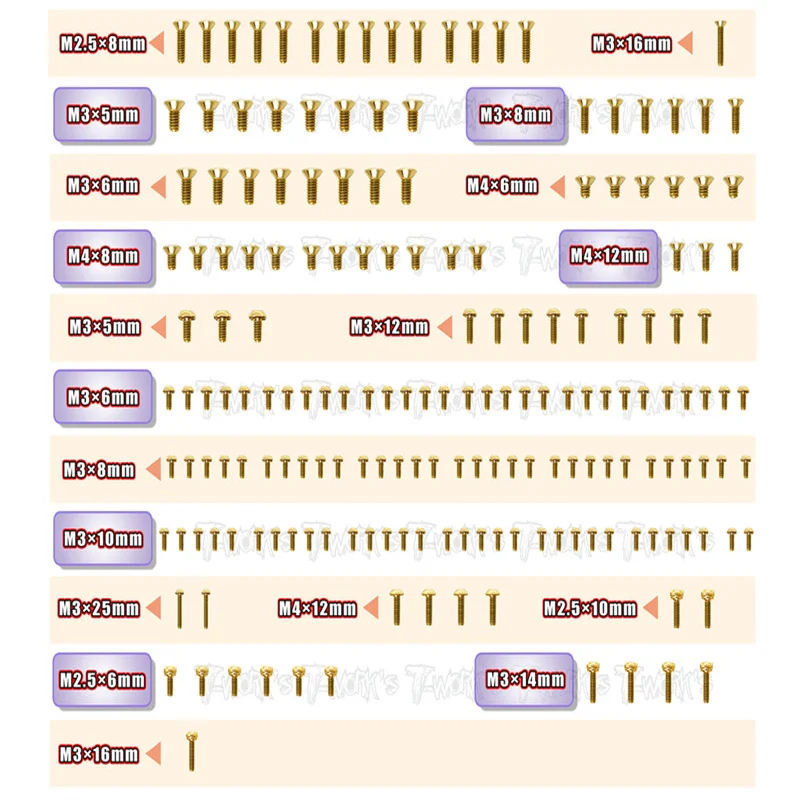 Original T works GSS-VIPER990 Gold Plated Steel Screw Set 182pcs.( For Serpent VIPER 990 )ssional Rc part