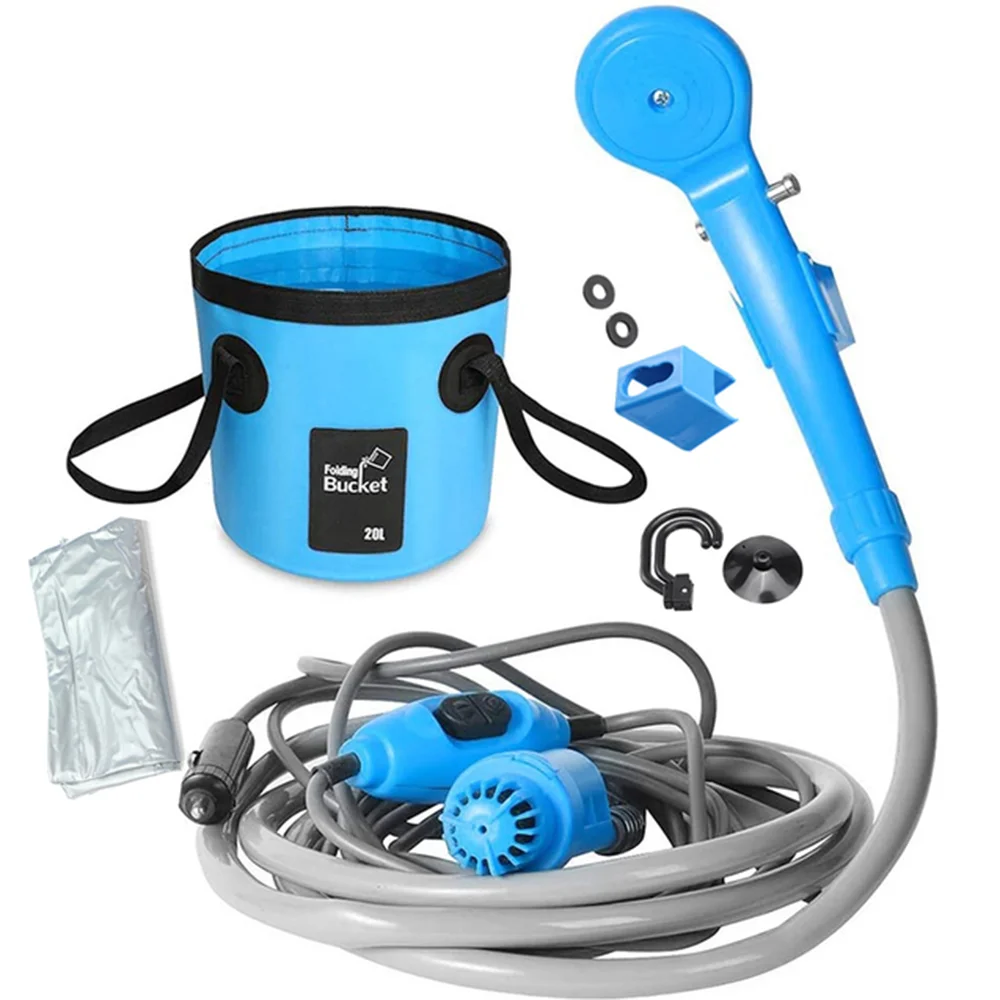 

Camping Shower 12V Electric Outdoor Shower Water Bag Camping Shower Set For Travel Car Washing Hiking Flowering Plants Watering