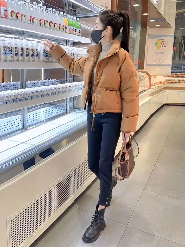 Толстые женские парки зимние теплые свободные пышные пальто корейские куртки с