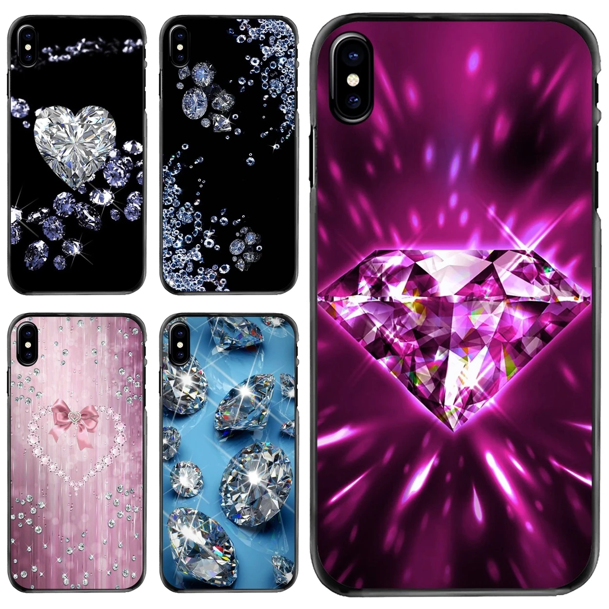

Hard Phone Shell Case For Apple iPhone 11 12 13 14 Pro MAX Mini 5 5S SE 6 6S 7 8 Plus 10 X XR XS Rhinestone diamonds