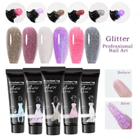 8 colors glitter nail extension gel crystal acrylic nail glitter sequins uv extend gel soak off gel varnish manicure nail art