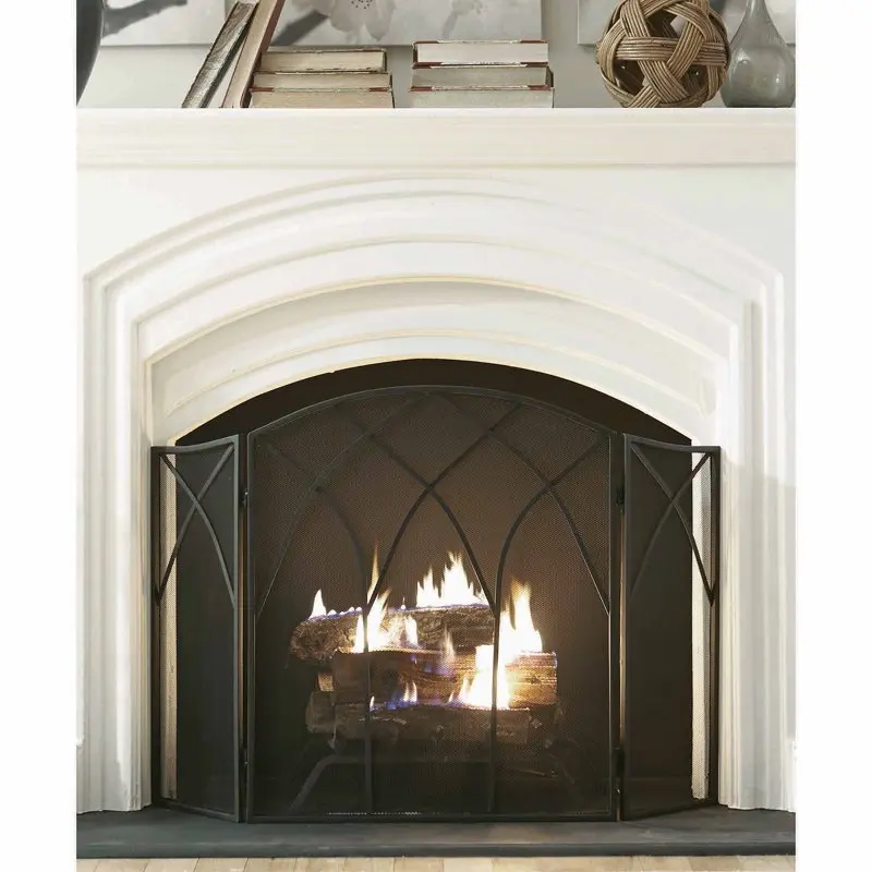 

Gothic Steel Fireplace Screen, Black
