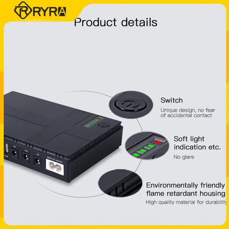 

RYRA 10400Mah 18W Mini Portable UPS 5V/9V/12V Uninterruptible Power Supply 220V To The House Battery Backup For WIFI Router