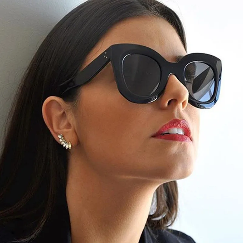 

Fashion Big Frame Sunglasses Women 2022 Polarized Wood Vintage Retro With Case Personality Cat Eye Wholesale With Box