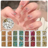 6 grid crystal nail art tip bottom rhinestone white ab transparent glitter nails diamonds diy nail art decoration accessories