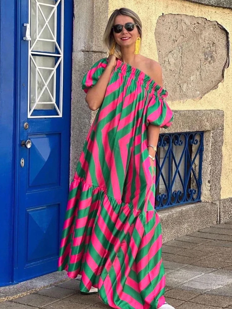 

Женское платье в полоску, с коротким рукавом, свободного покроя