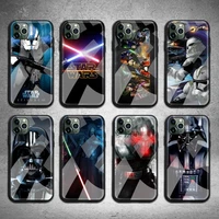 star wars phone case tempered glass for iphone 13 12 11 pro mini xr xs max 8 x 7 6s 6 plus se 2020 cover