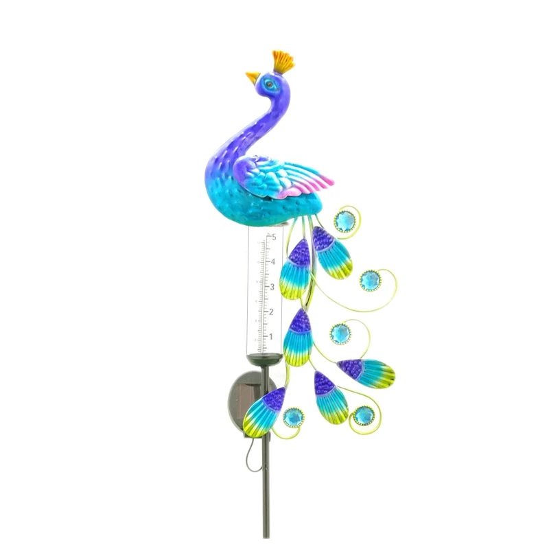 

Фонарь от дождя для улицы, фсветильник с павлиньими колышками на солнечной батарее, водостойкий Манометр с меняющим цвет RGB и стеклянной тру...