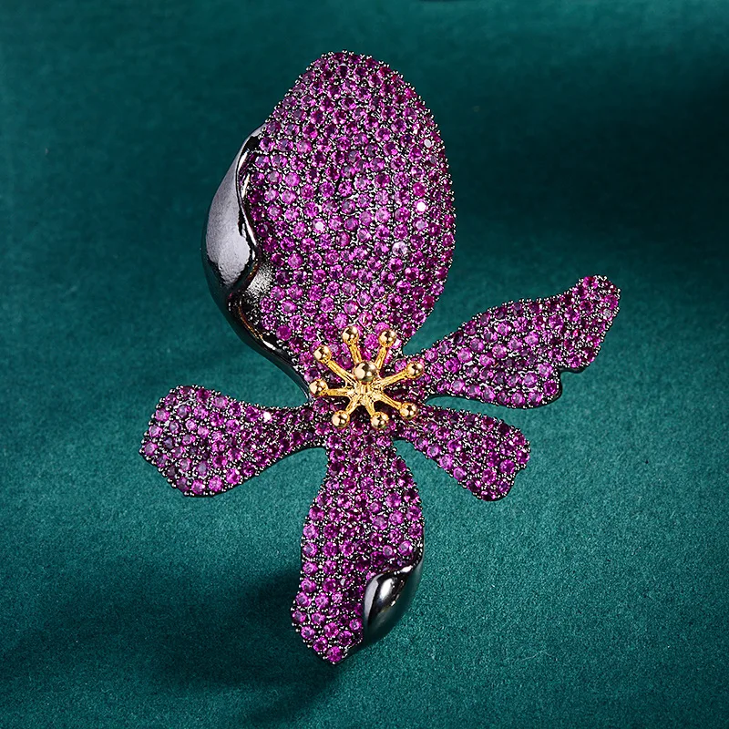 

High-grade Bauhinia Flower and Plant Brooch Pin Vintage Exquisite Floral Brooches Temperament Corsage Accessory Clothing Pins