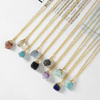 irregular natural stone necklace quartzs turquois gold color chain necklaces simple energy reiki female necklace for jewelry
