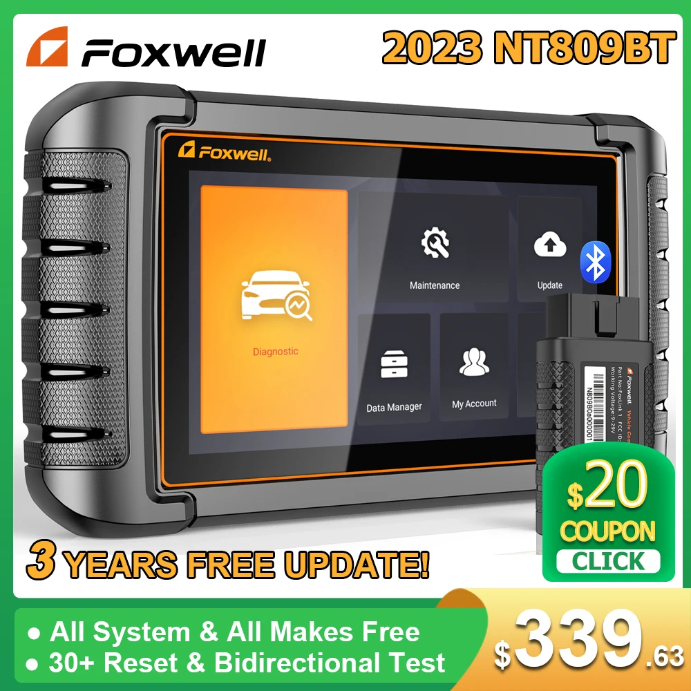 FOXWELL NT809BT OBD2 Bluetooth Car Diagnostic Tool All System Bi-Directional Test 30 Reset Code Reader OBD2 Scanner Automotivo 1