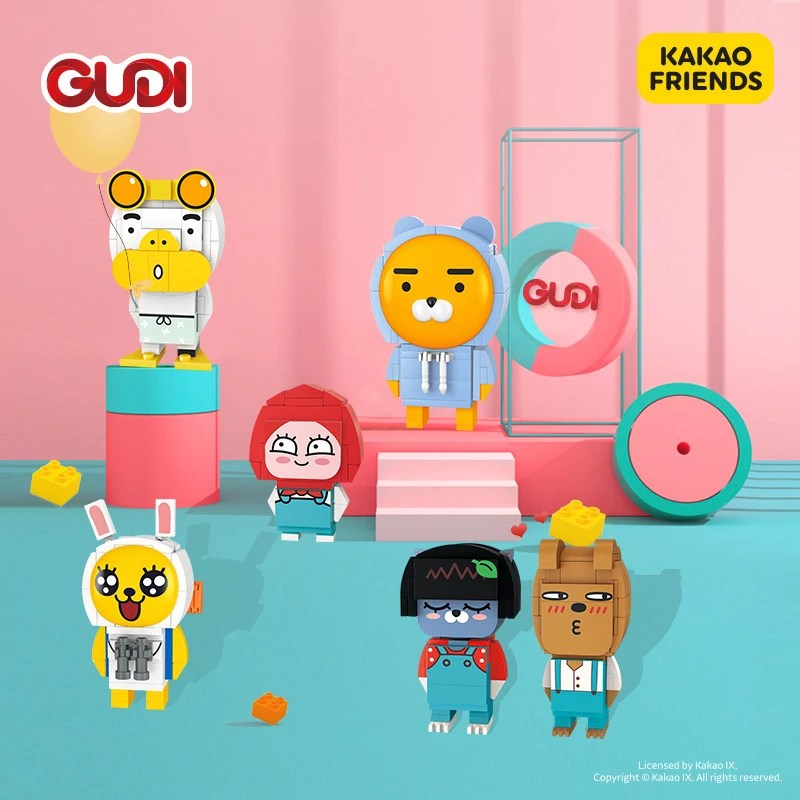 

GUDI 순정 집짓기 놀이 시리즈 MOC KAKAO FRIENDS 인물 손으로 만든 표정 가방 소립자 지능 집짓기 놀이 장식물 장난감 선물 어린이용