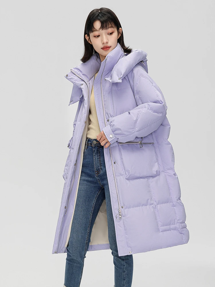 Snow Flng 2024 зимняя простая утолщенная морозостойкая свободная куртка выше колена