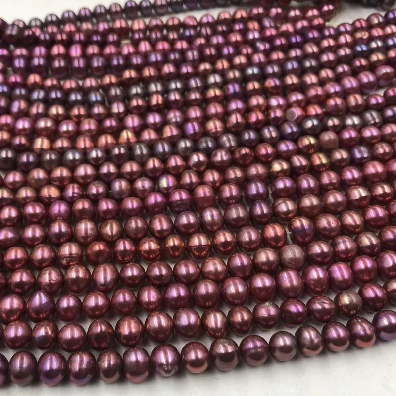 ELEISPL Wholesale 16 Strands 6-7mm Dark Red Freshwater Pearl Loose Beads Strings #22010331-3