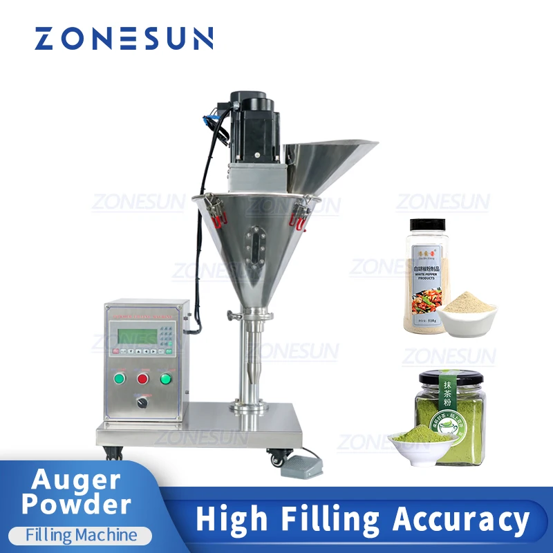 

ZONESUN Electric Semi-Automatic Auger Powder Filling Machine 0.5-100g Dosing Gypsum Toner Flour Milk Powder Bottle Filler