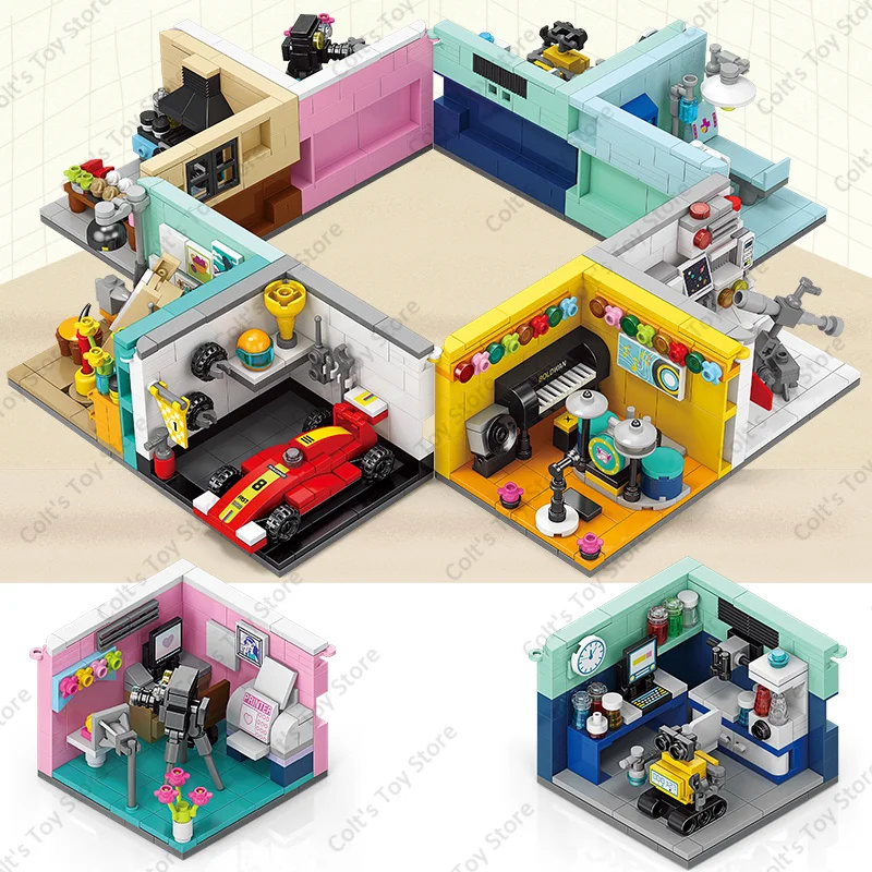

2023 City Street Scene Building Blocks Bricks Mini Indoor Hospital Racing Car Astronaut Assembly Model Sets Kids MOC Toys Gifts