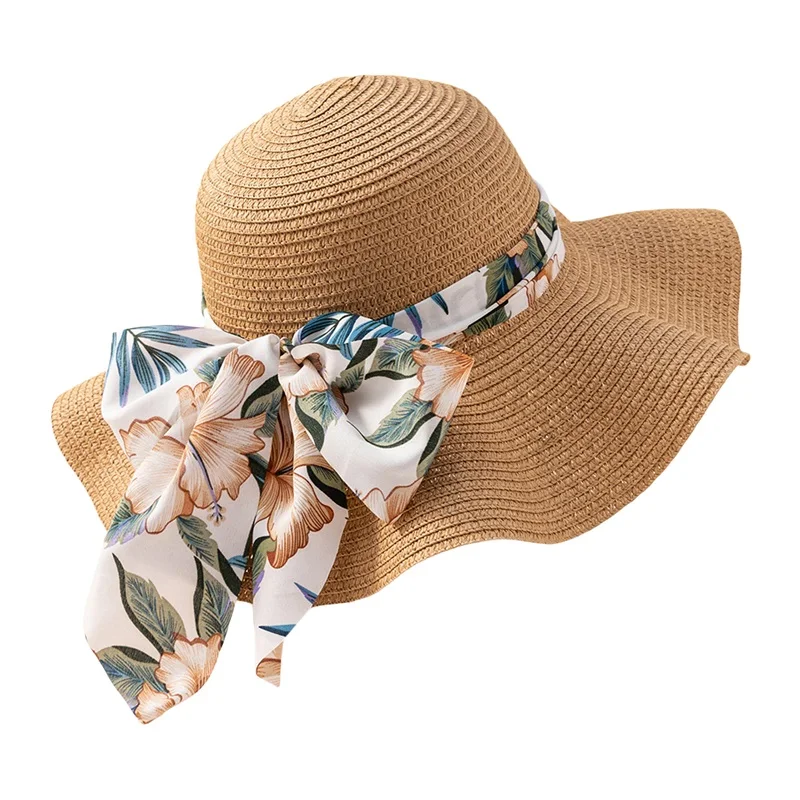 

Women s cute bow straw hat summer breathable wide brim sunscreen beach hat seaside vacation travel fisherman hat