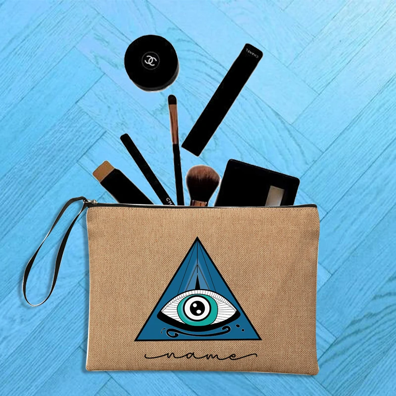 

Косметичка для девушек, органайзер для туалетных принадлежностей с розовым узором глаз, водонепроницаемая женская сумка для хранения косм...