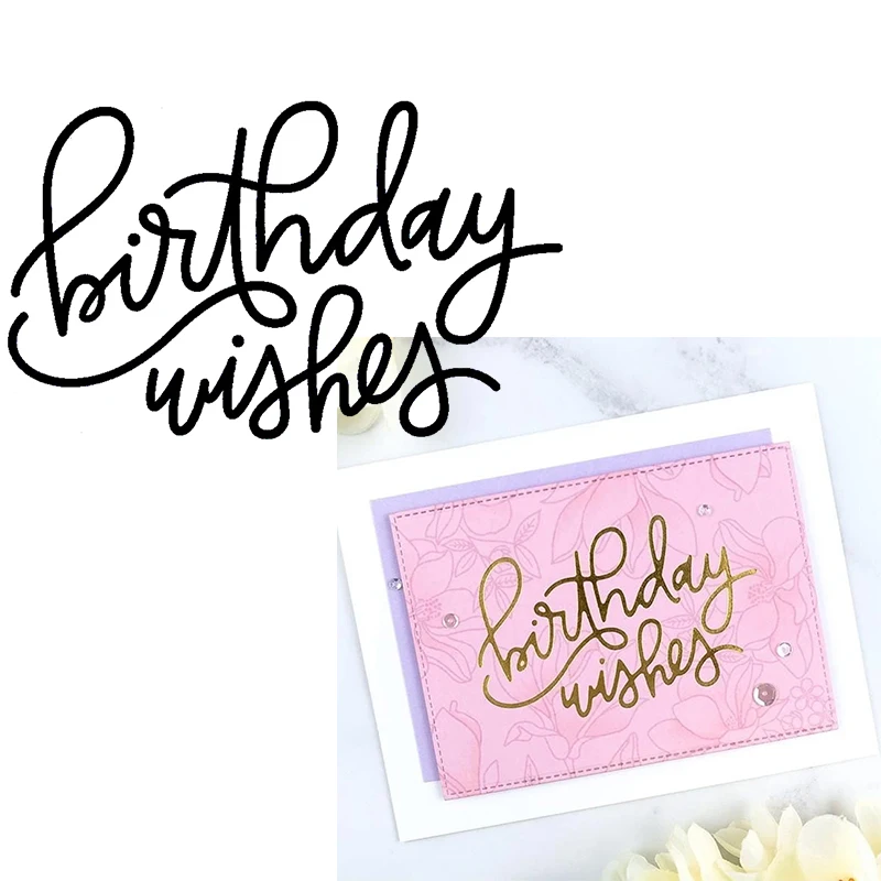 

Birthday Wishes Hot Foil Plate Stencil Scrapbook Craft Album For Gift Card Making Handcrafts For Decortion New 2022