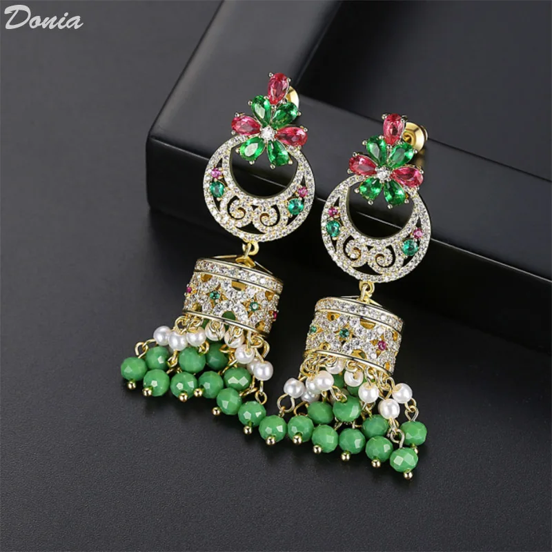 

Donia Jewelry Color earrings vintage European and American imitation pearl ladies national wind zirconia earrings AAA earrings