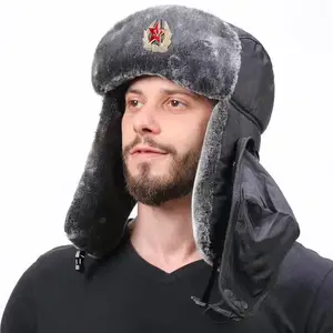 Winter Soviet Military Badge Hat Men Windproof Waterproof 2021 Women Outdoor Hat Thickened Ear Prote