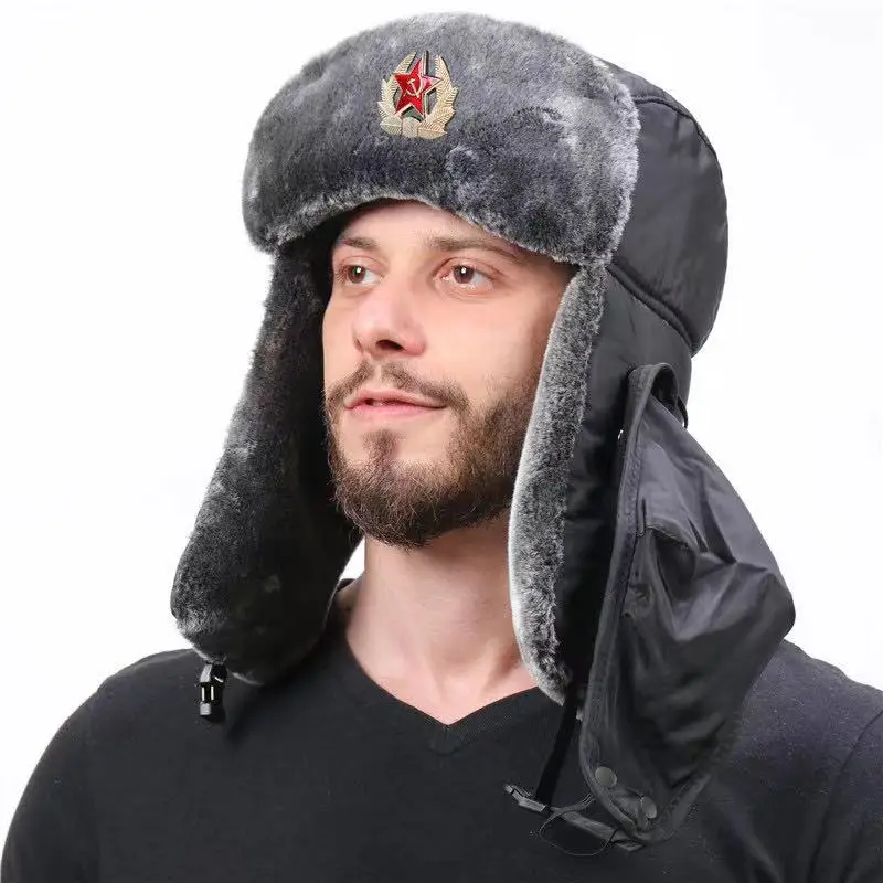 Фото Зимняя советская военная шапка значок Мужская ветрозащитная Водонепроницаемая