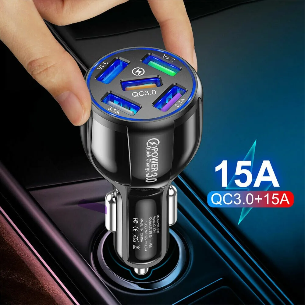 

Black Accessories Car Charger Cigaret Lighter QC3.0 USB Adapter Fast Charging 9V-2A 5V-3A QC 3.0 Orange USB