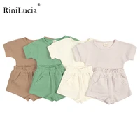 rinilucia kids clothes sport clothing tracksuit solid color tshirt shorts solid color clothes toddler clothing sets
