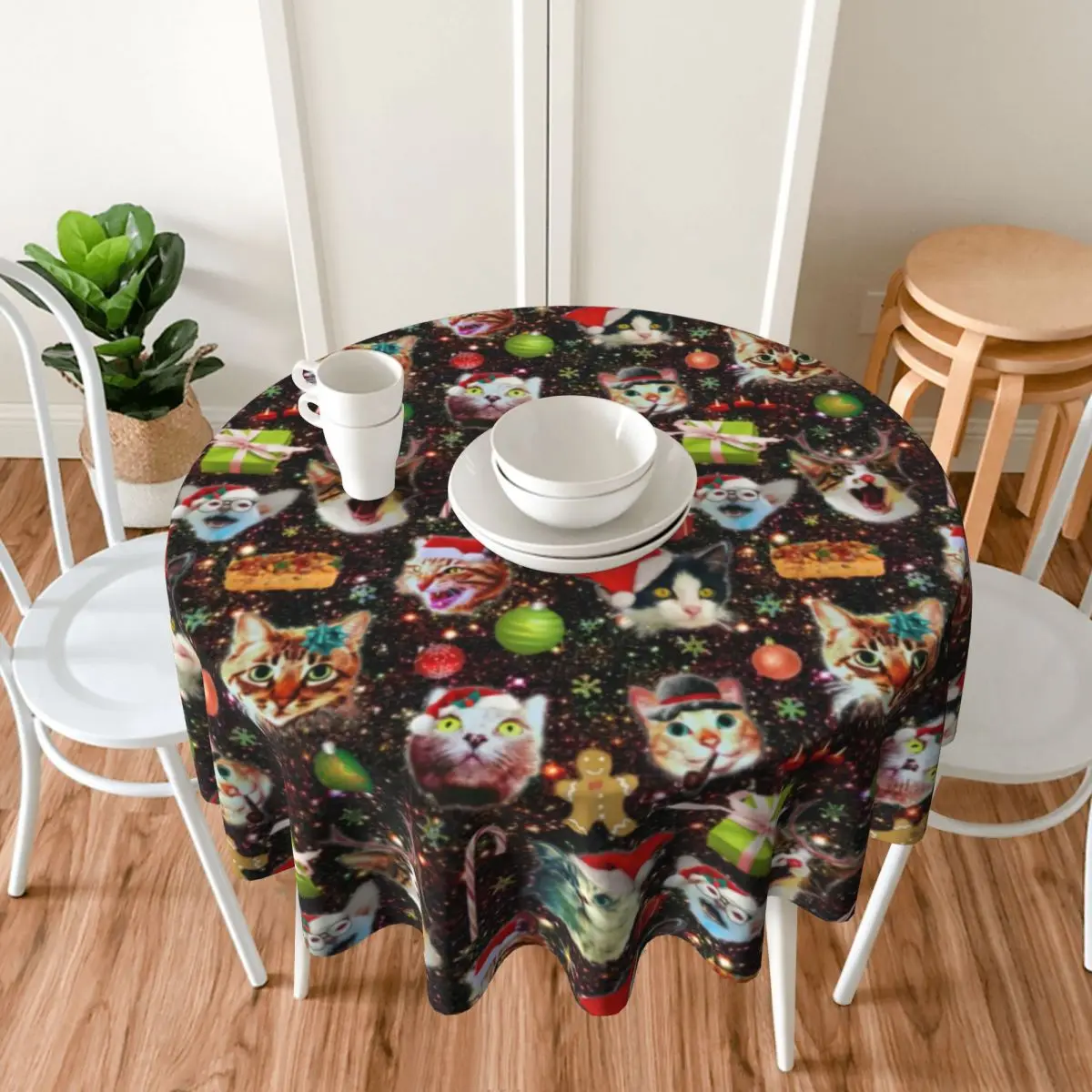 Праздничная скатерть с забавным котом защитное свадебное покрытие для стола