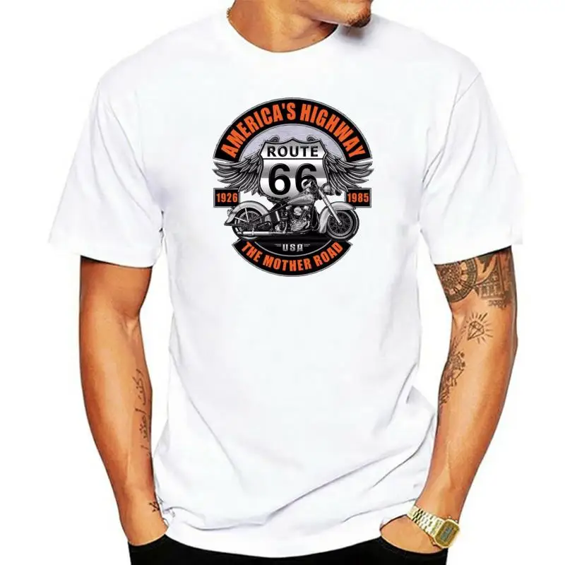 

2022 Hot Sale New Men'S America's Highway Route 66 T-shirt Motorcycle USA Mother Road 1926 Shirt Gray Summer Fashion