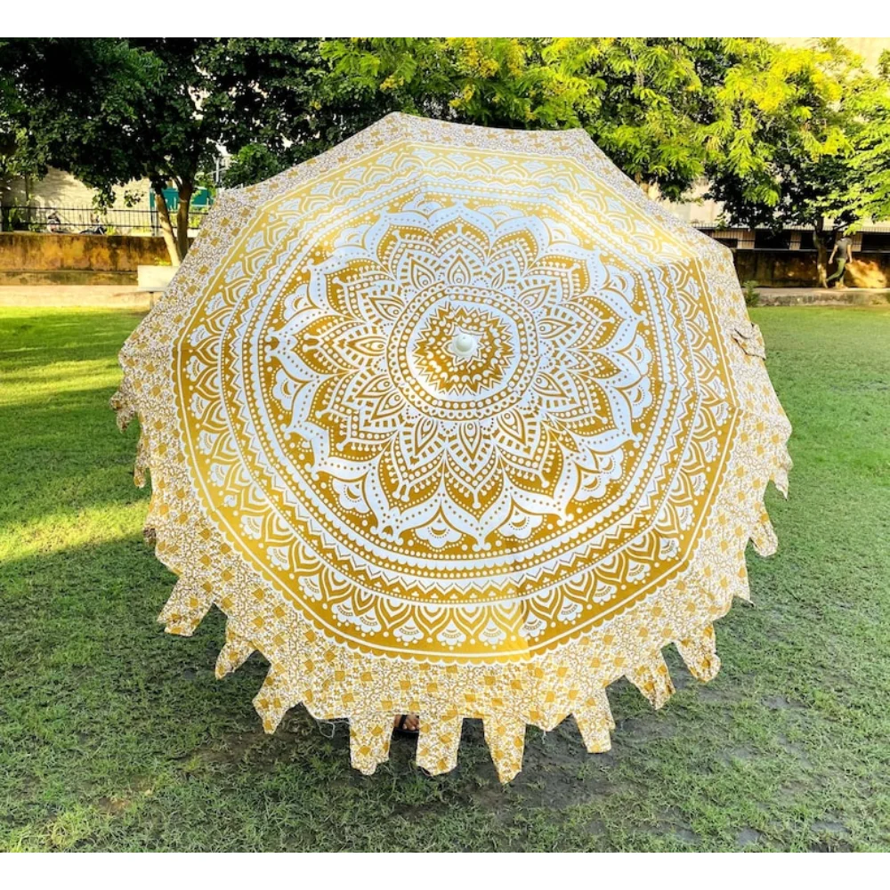 

Ручная работа, бежевого цвета, индийский декоративный зонт ручной работы для внутреннего дворика, зонт от солнца/Солнца, пляжный зонт