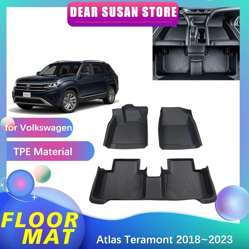 

Car Floor Mat for Volkswagen VW Atlas Teramont 2018~2023 2019 Panel Foot Parts TPE Liner Carpet Pad Custom Cover Rug Accessories