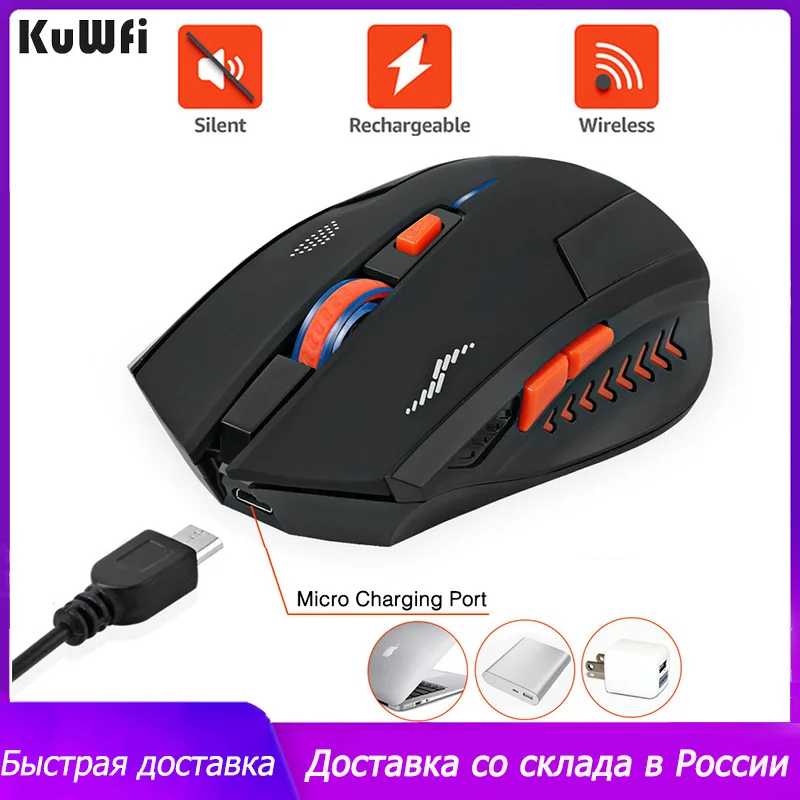 

KuWFi USB Wireles Mouse 2.4G Silent Gaming Mouse 2400DPI Optical Computer Mouse Ergonomic For PC Laptop Gamer Noiseless Mice