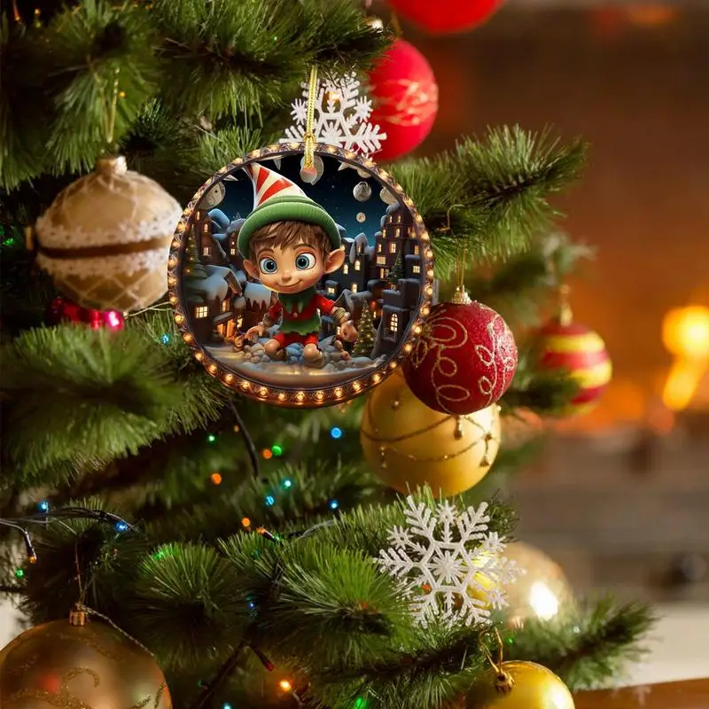 Рождественская елка акриловые украшения 3D визуальный эффект круглые