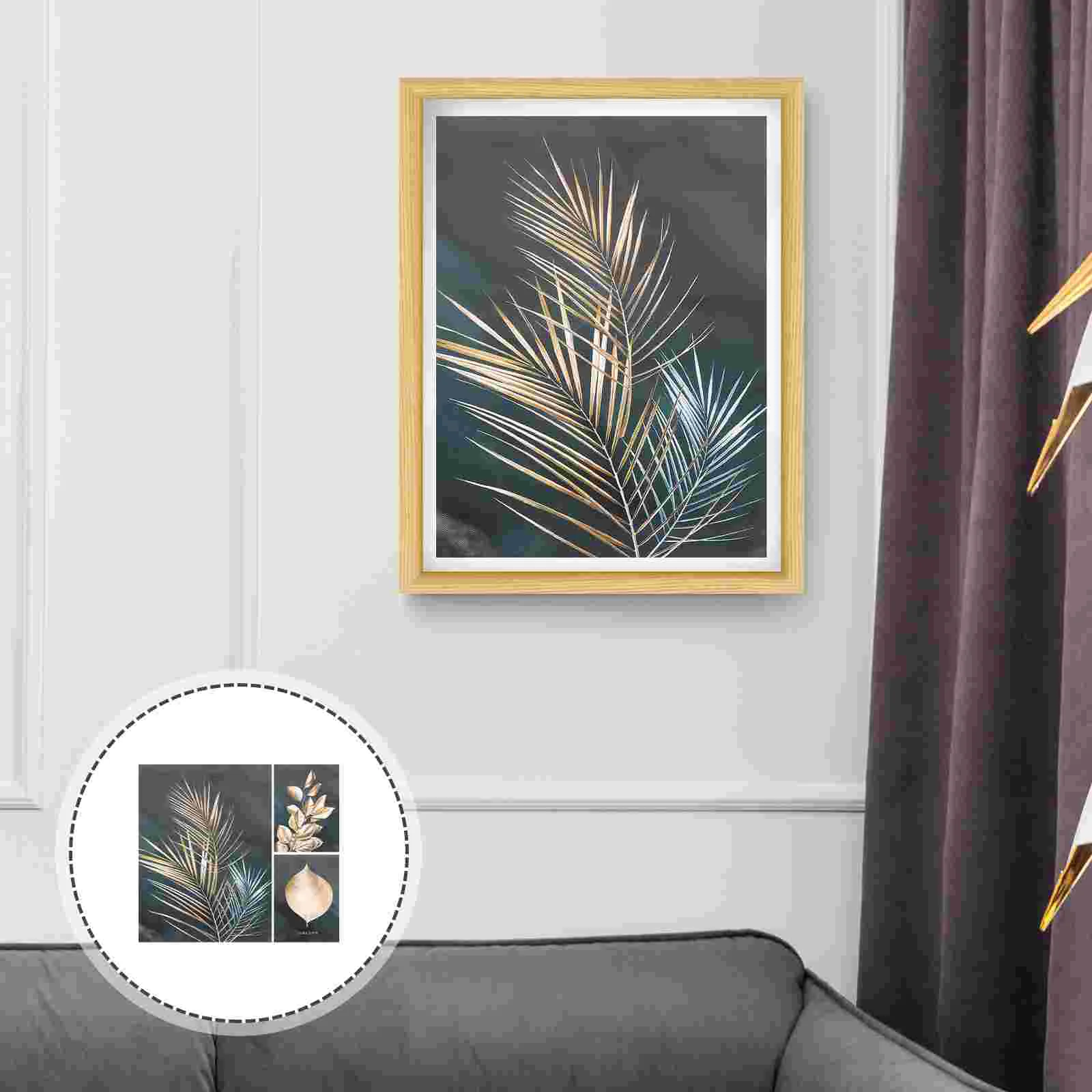 

3 Pcs Wall Picture Decor Decorative Paintings Bedroom Canvas Printing Aesthetic Leaves