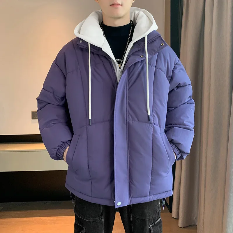 Модное городское мужское пальто с хлопковой подкладкой и капюшоном