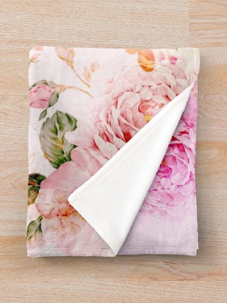 Винтажное розовое Пастельное акварельное покрывало с цветочным рисунком одеяла