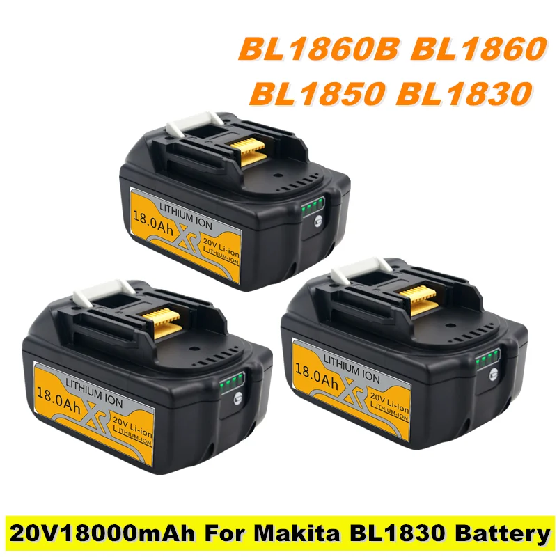 

100% Original 20V 18000mAh Rechargeable Power Tools Battery with LED Li-Ion Replacement LXT BL1860B BL1860 BL1850 BL 1830
