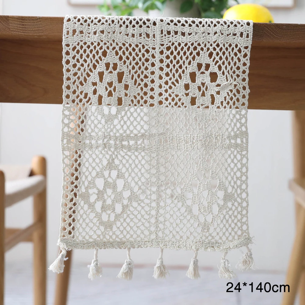 

Out Holiday Crafts Mat Party European Style Cotton Blend Elegant Dining Room Home Table Runner Dinner Floral Tassel
