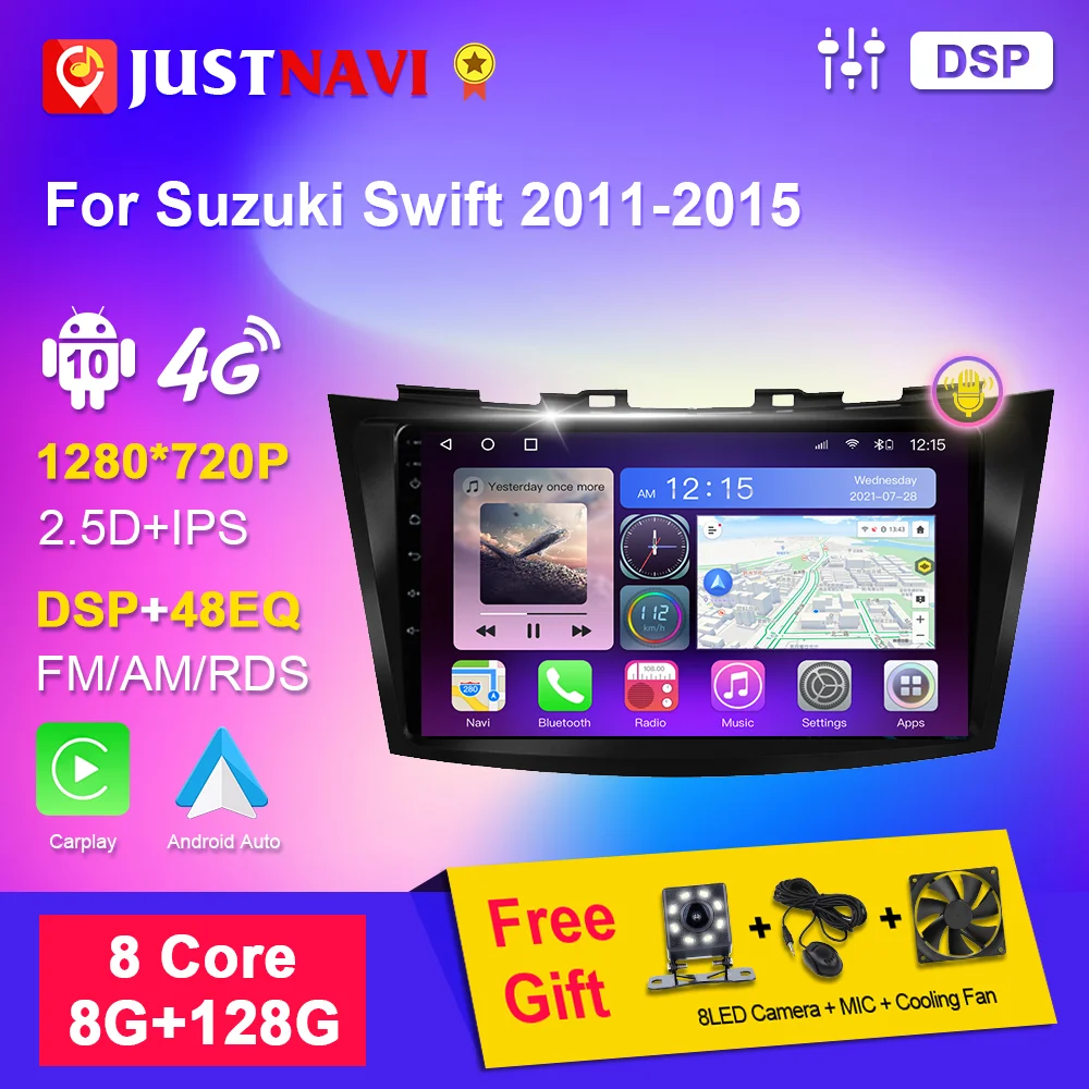 

JUSTNAVI Car Radio For Suzuki Swift 2011-2015 Autoradio 2din Multimedia Player Navigation GPS Car Stereo Android Auto BT No 2din