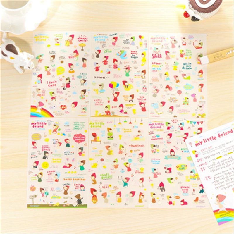 

DL Sticker cartoon cute head scarf girl's hand account DIY album decoration cartoon mobile phone diary PVC Stationery office