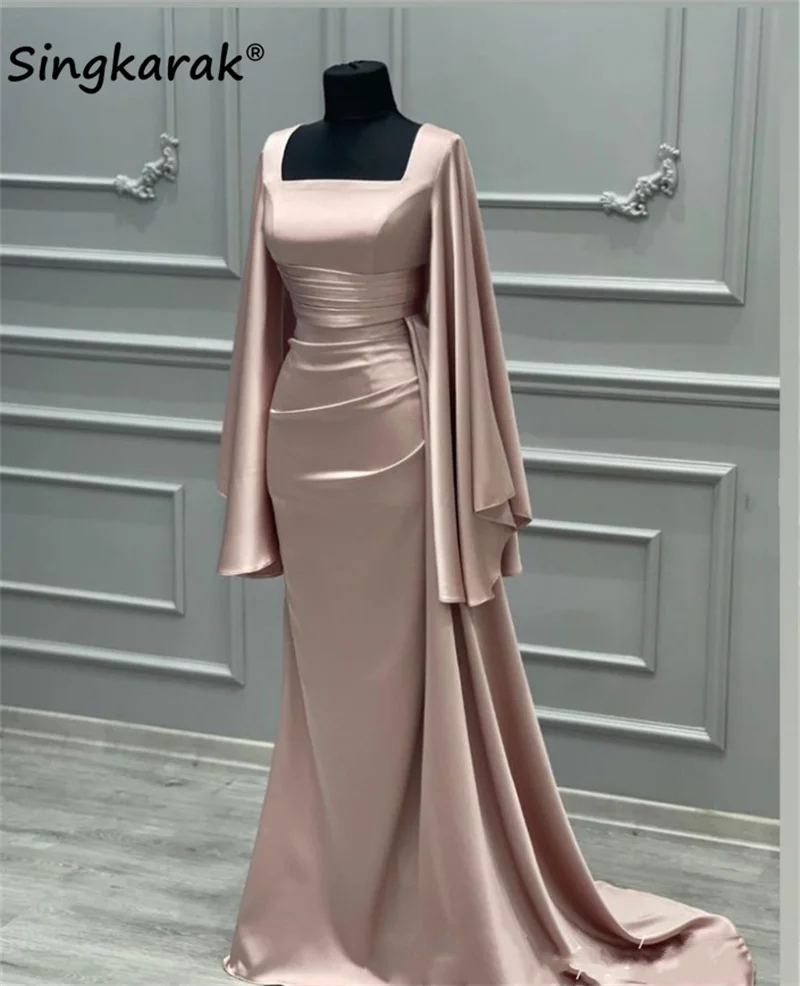 

Elegant Muslim Evening Party Dresses 2023 Long Puffy Sleeves Wedding Reception Party Gowns Dubai Arabic فسات Robes De Soirée