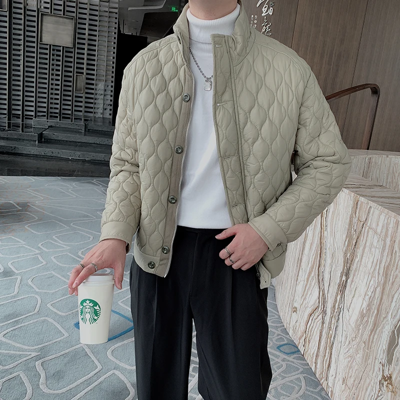 2021 Men's Autumn Winter Short Jackets Thick Warm Stand-up Collar Parkas Casual Slim Fit Coats Social Fashion Tops Male Clothing