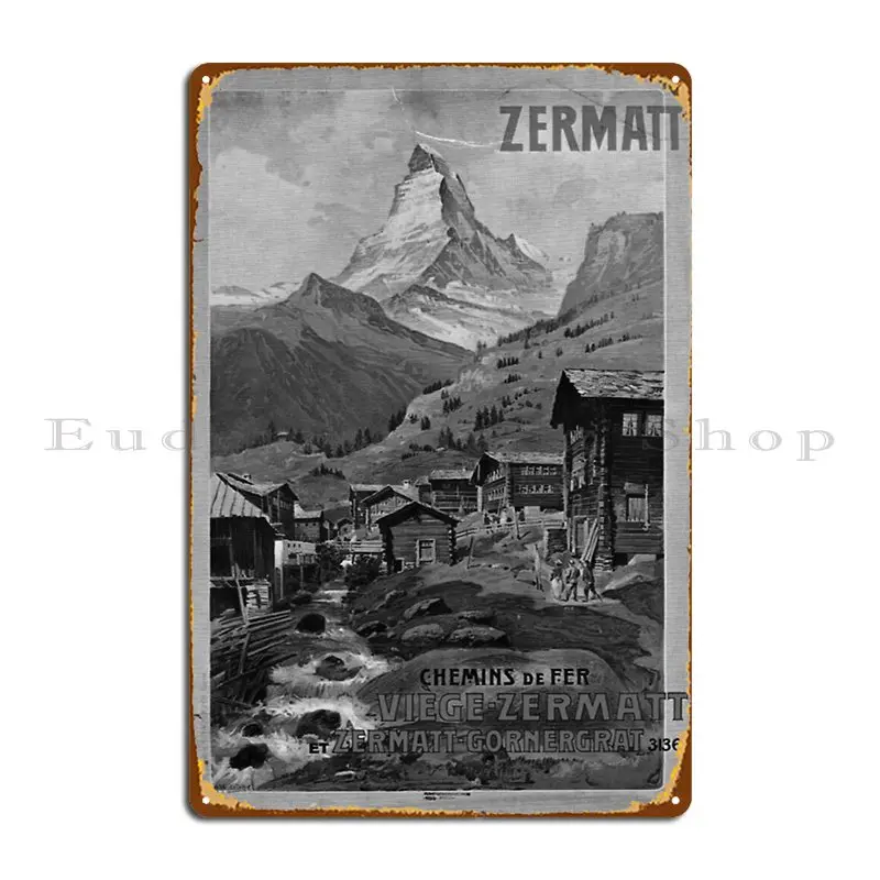 Zermatt черная винтажный постер для путешествий металлический плакат Настенный