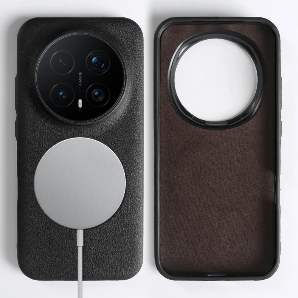Фото Кожаный чехол Magsafe для Honor Magic8 RSR, Magic 8 Pro, Air, Magic7 Lite, Magic6, Magic5, Magic 7, 6, 5 Pro, задняя крышка для телефона №1